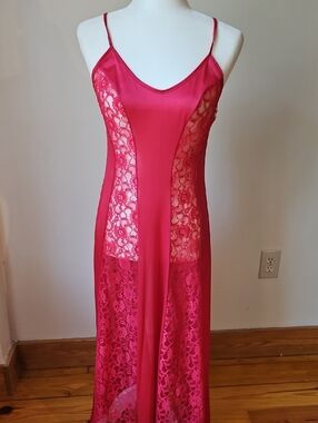 Red Lace Panel Gown